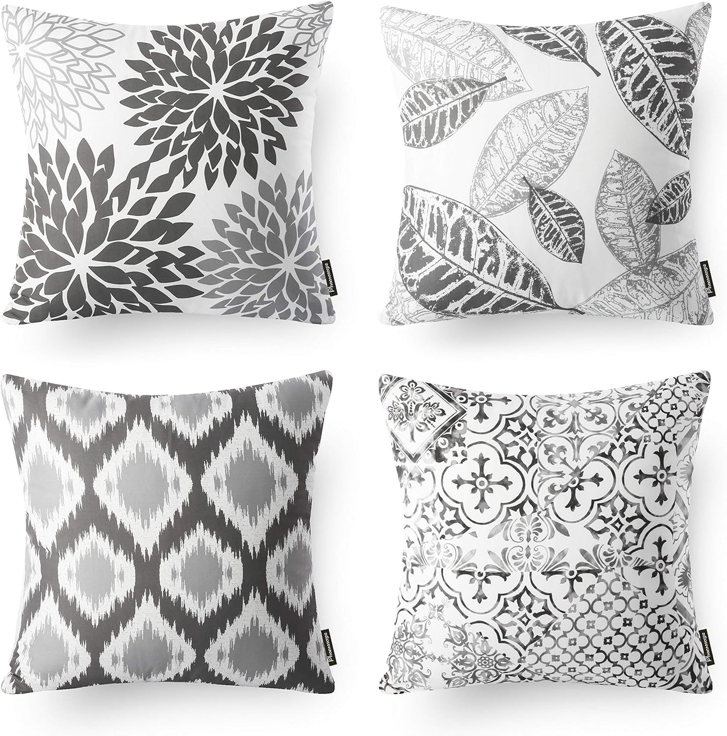 Set of 4 New Living Series Grey Throw Decorative Pillow Cover Cushion Cover Geometric-Pattern 18 X 18 Inches 45 X 45 Cm