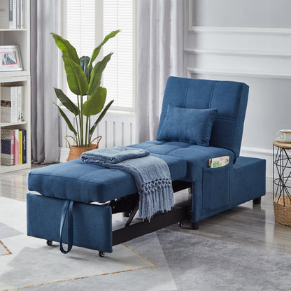 Convertible Foam Sofa Bed in Blue - Multifunctional Living Room Furniture