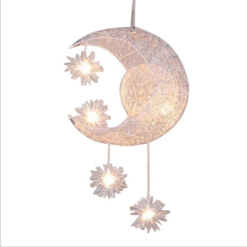 "Aluminum Star & Moon Chandelier - Warm Lighting