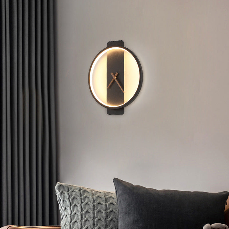 Nordic Bedside Wall Lamp with Clock Design