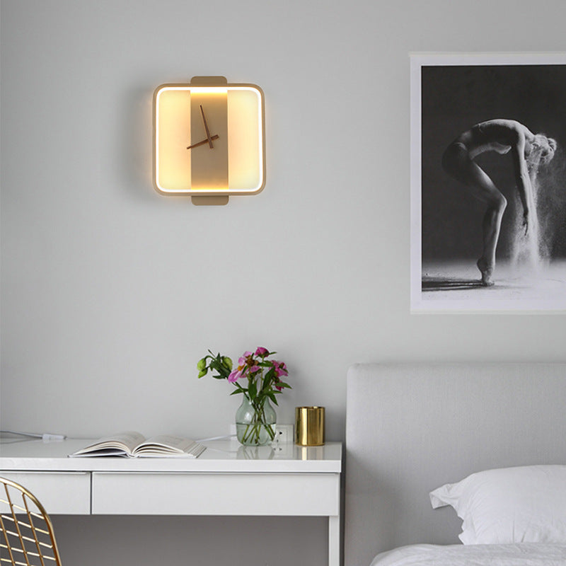 Nordic Bedside Wall Lamp with Clock Design