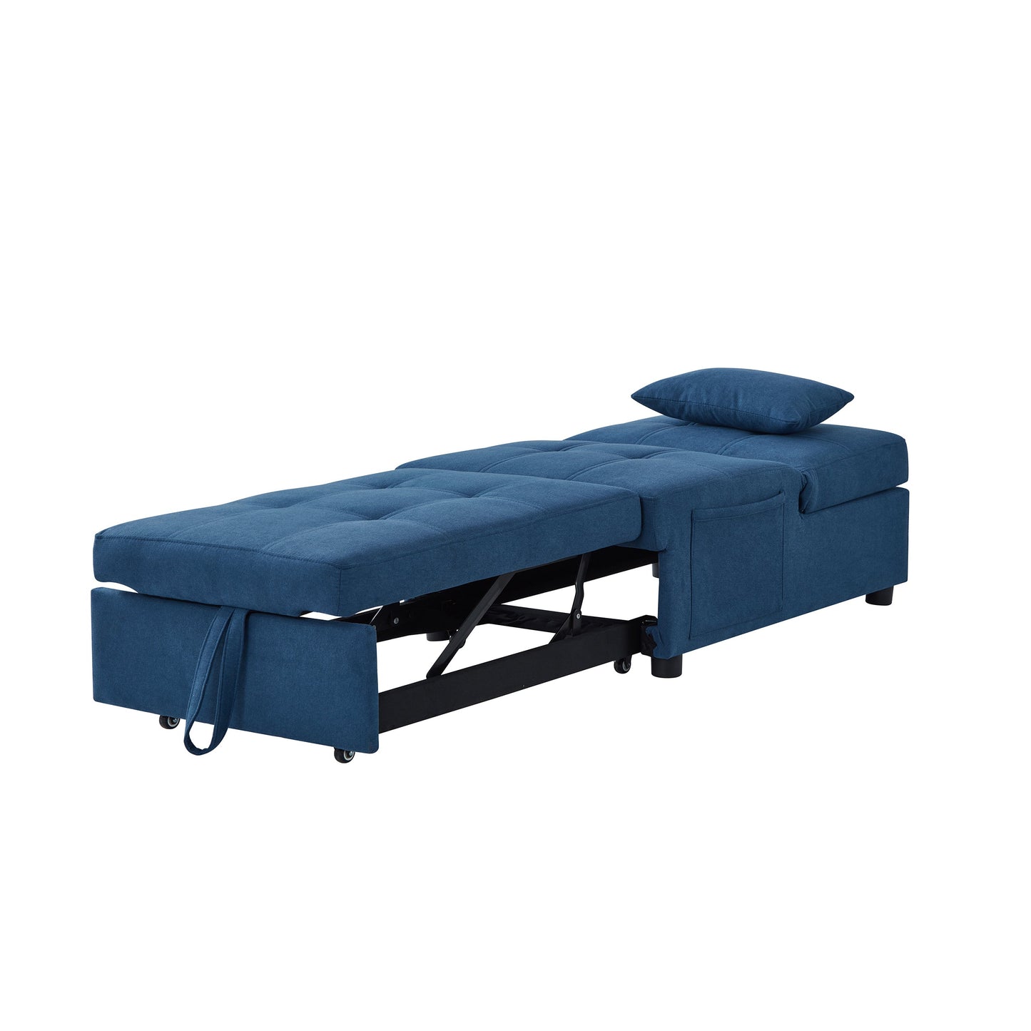 Convertible Foam Sofa Bed in Blue - Multifunctional Living Room Furniture