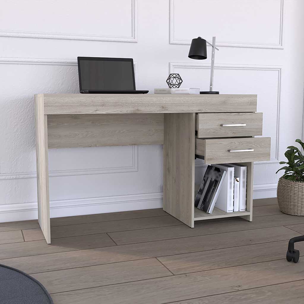 Limestone Computer Desk – Light Gray Office Solution