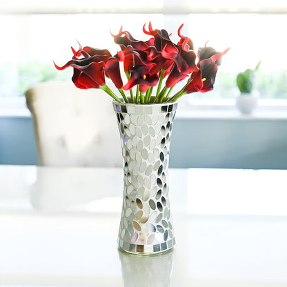 Flower Vase Modern Decorative Vase | Large Vase for Flowers Mosaic Vase | 11.8" Tall X 5" Diameter (Mirror)