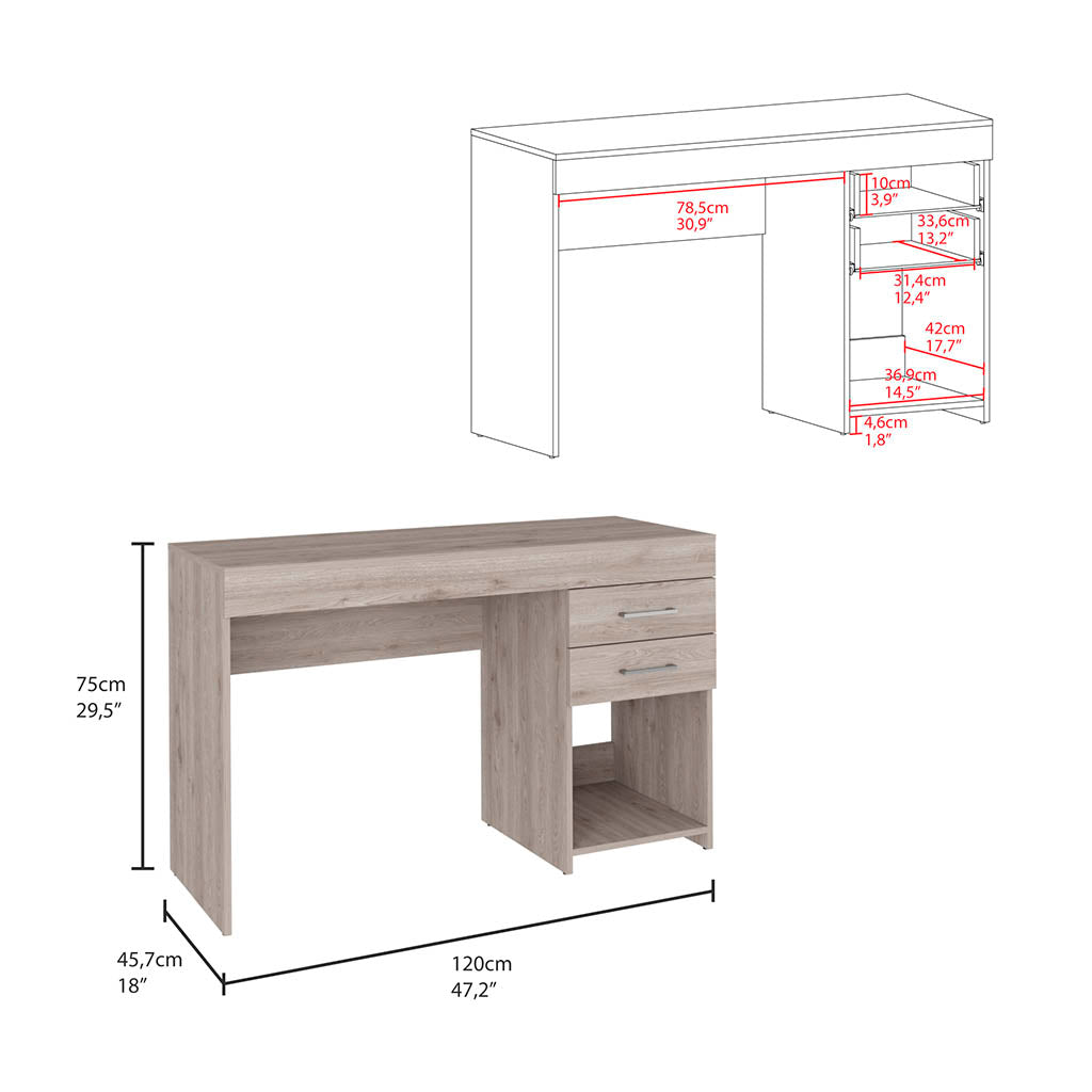 Limestone Computer Desk – Light Gray Office Solution