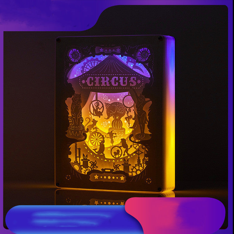 Circus 3D Shadow Carved Lamp