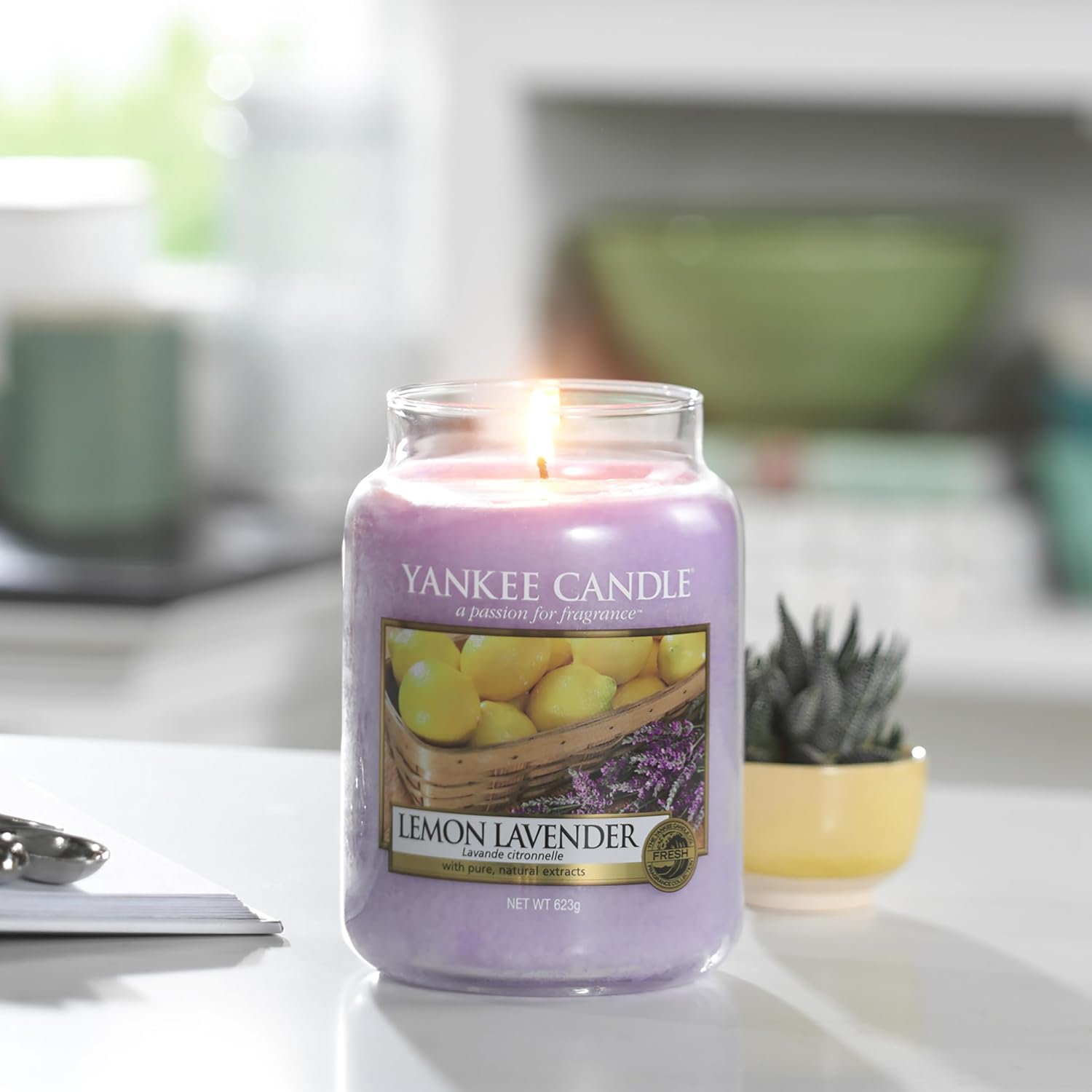 Lemon Lavender Scented, Classic 22Oz Large Jar Single Wick Candle, over 110 Hours of Burn Time, Ideal for Gifting, Events, and Home Fragrance