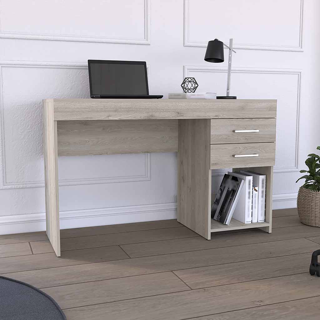 Limestone Computer Desk – Light Gray Office Solution