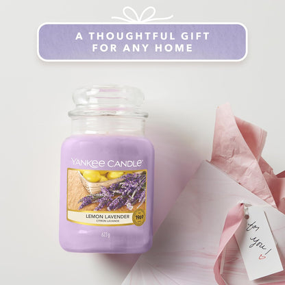 Lemon Lavender Scented, Classic 22Oz Large Jar Single Wick Candle, over 110 Hours of Burn Time, Ideal for Gifting, Events, and Home Fragrance