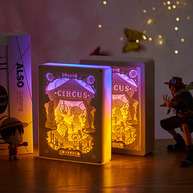 Circus 3D Shadow Carved Lamp