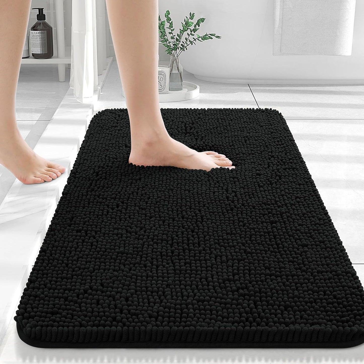 Bathroom Rugs 30X20, Extra Soft Absorbent Chenille Bath Rugs, Rubber Backing Quick Dry, Machine Washable Bath Mats for Bathroom Floor, Tub and Shower, Home Decor Accessories, Grey