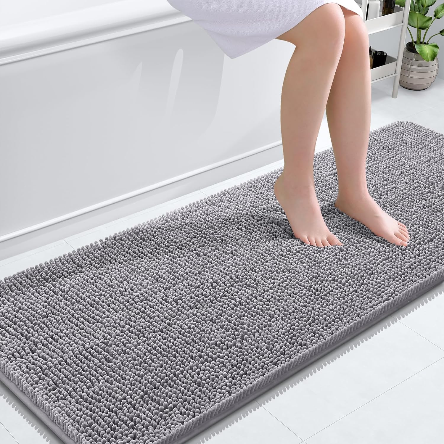 Bathroom Rugs 30X20, Extra Soft Absorbent Chenille Bath Rugs, Rubber Backing Quick Dry, Machine Washable Bath Mats for Bathroom Floor, Tub and Shower, Home Decor Accessories, Grey