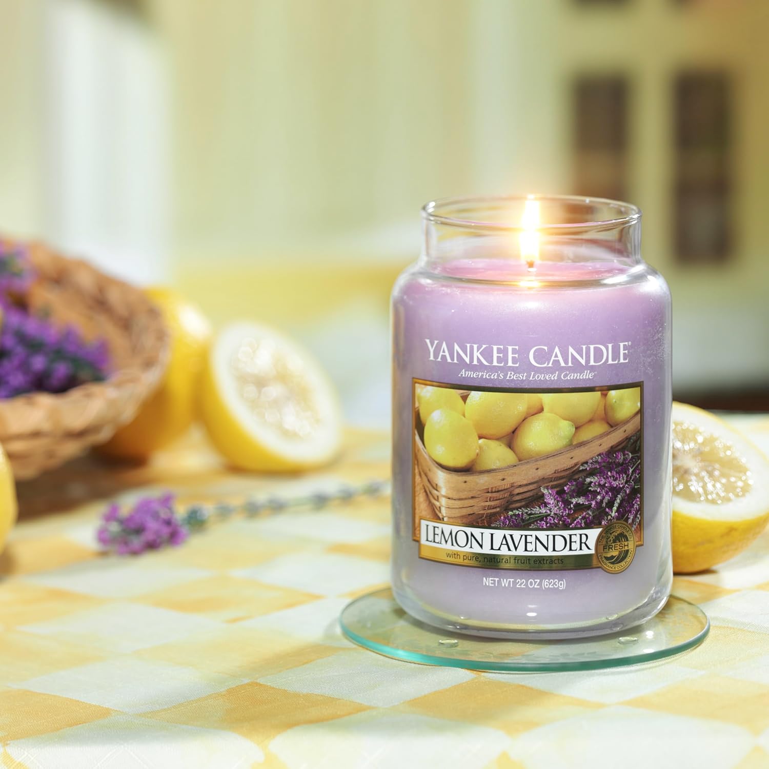 Lemon Lavender Scented, Classic 22Oz Large Jar Single Wick Candle, over 110 Hours of Burn Time, Ideal for Gifting, Events, and Home Fragrance