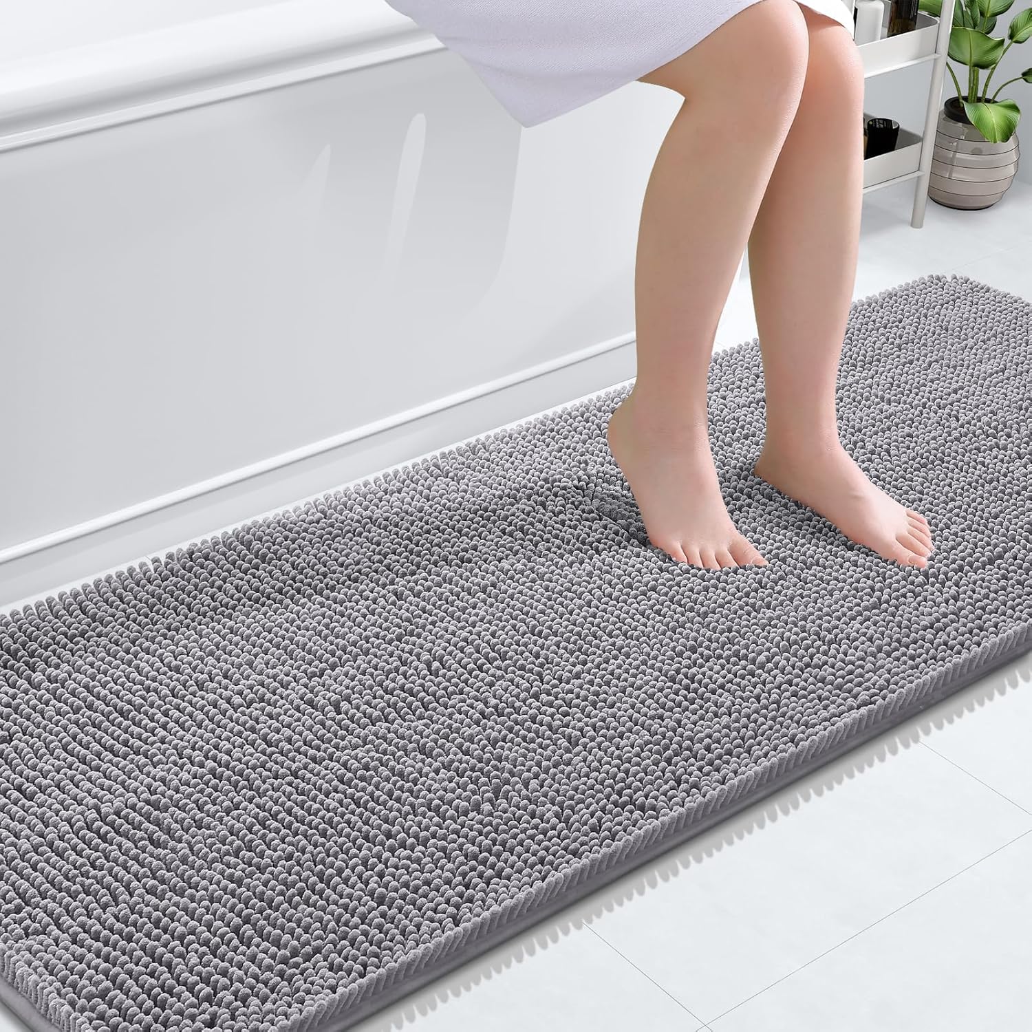 Bathroom Rugs 30X20, Extra Soft Absorbent Chenille Bath Rugs, Rubber Backing Quick Dry, Machine Washable Bath Mats for Bathroom Floor, Tub and Shower, Home Decor Accessories, Grey