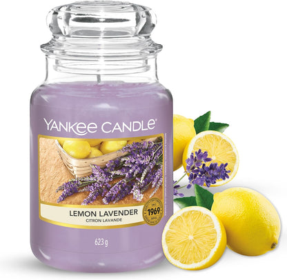 Lemon Lavender Scented, Classic 22Oz Large Jar Single Wick Candle, over 110 Hours of Burn Time, Ideal for Gifting, Events, and Home Fragrance