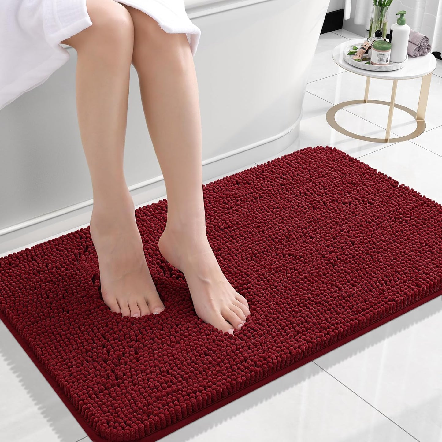 Bathroom Rugs 30X20, Extra Soft Absorbent Chenille Bath Rugs, Rubber Backing Quick Dry, Machine Washable Bath Mats for Bathroom Floor, Tub and Shower, Home Decor Accessories, Grey