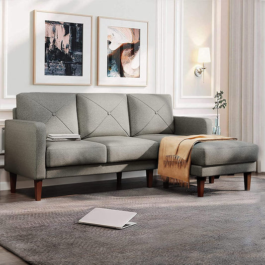 Convertible Sectional Sofa Couch with Chaise L Shaped Sofa Couch Reversible Sofa Couch Grey