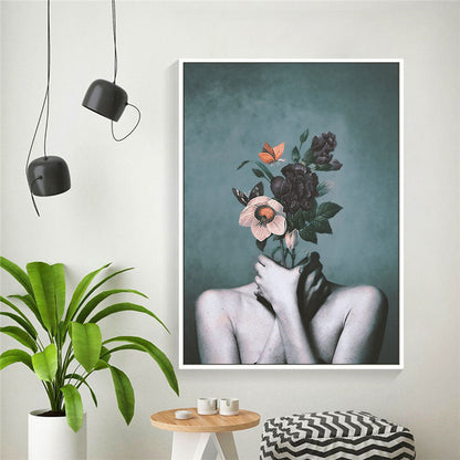 Abstract Floral Canvas Poster for Modern Living Room