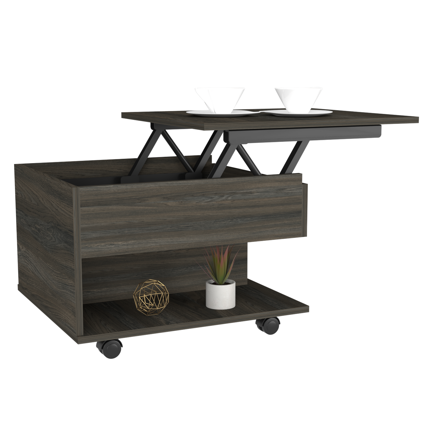 Mercuri Lift Top Coffee Table, Casters - Espresso Finish