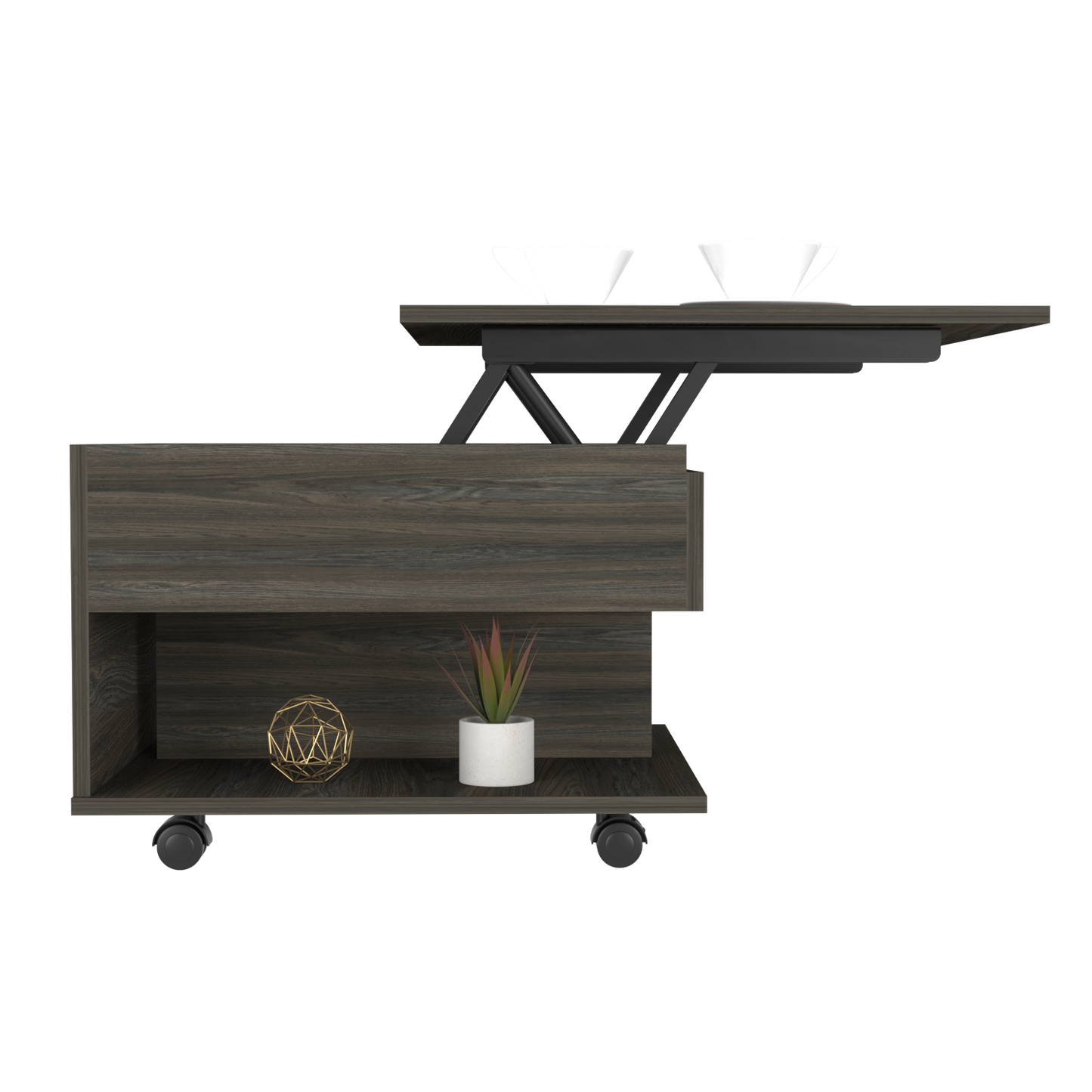 Mercuri Lift Top Coffee Table, Casters - Espresso Finish