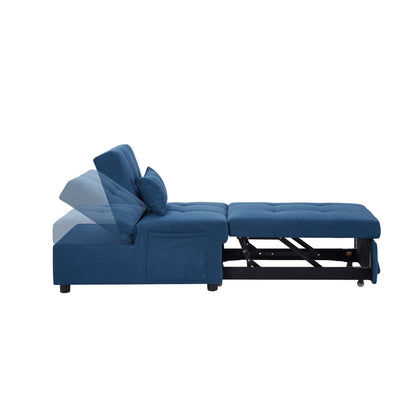 Convertible Foam Sofa Bed in Blue - Multifunctional Living Room Furniture